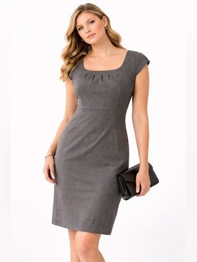 Banana Republic Sheath Dress Women 2 Gray Wool Blend Y2K Office Siren Career
